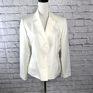 Pendleton Women’s Silk Cotton Blend‎ Ivory Blazer Jacket Size 10 NWOT